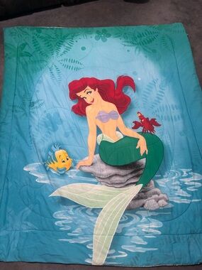 Vintage Disney Little Mermaid Twin Bedding Set Ariel Comforter + Sheets
